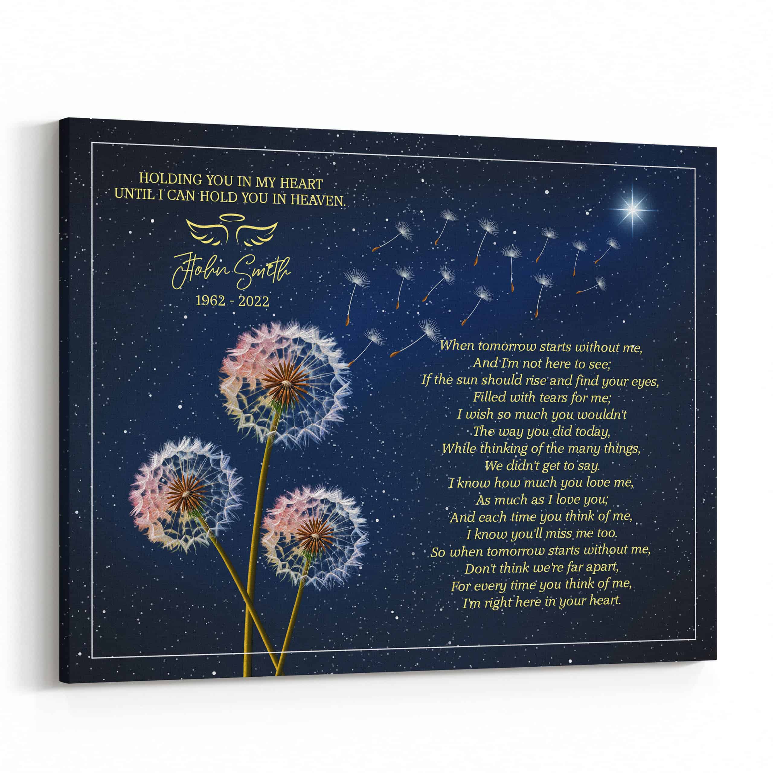 Holding You In My Heart Until I Can Hold You In Heaven Memorial Canvas