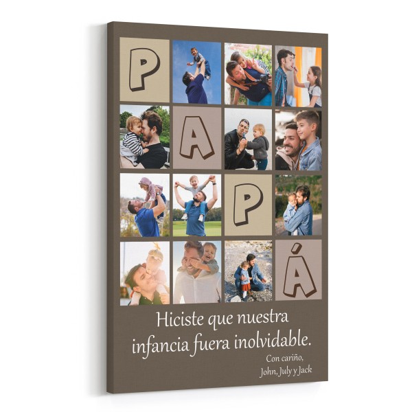 PAPÁ Custom Photo Collage Canvas Print