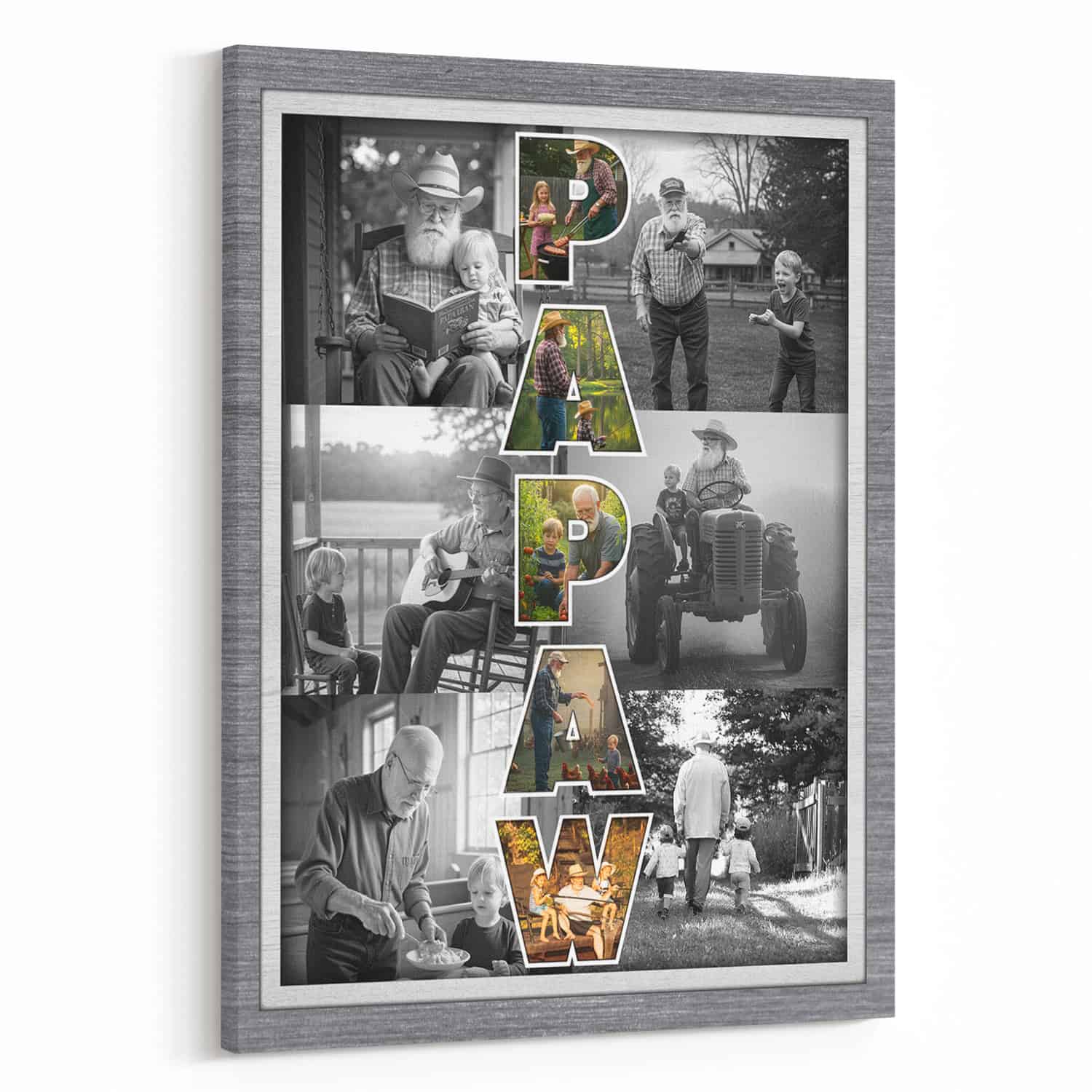 PAPAW Canvas Print with Custom Photos – A Heartfelt Gift for Grandpa
