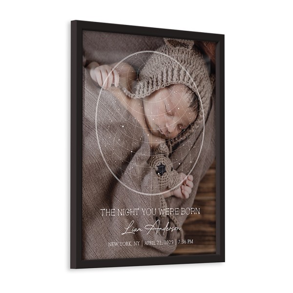 "The Night You Were Born" Custom Star Map Photo Framed Print
