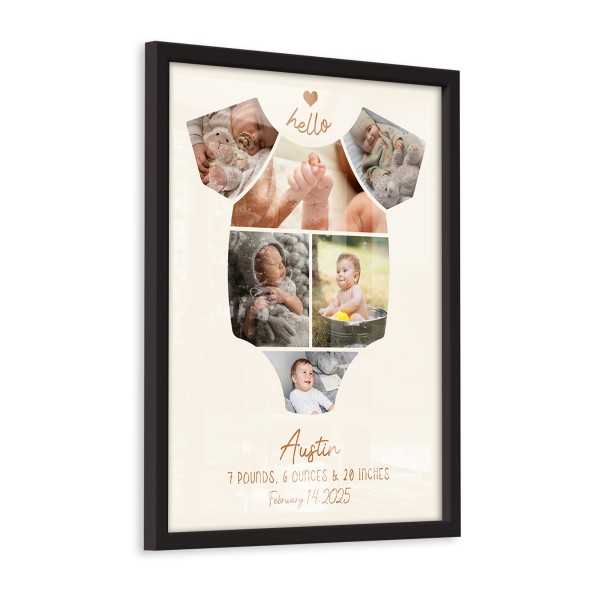“Hello” Baby Onesie Collage Framed Print