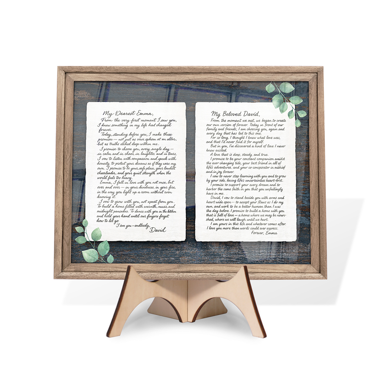 Custom Handwritten Vow Keepsake Wood and Acrylic
