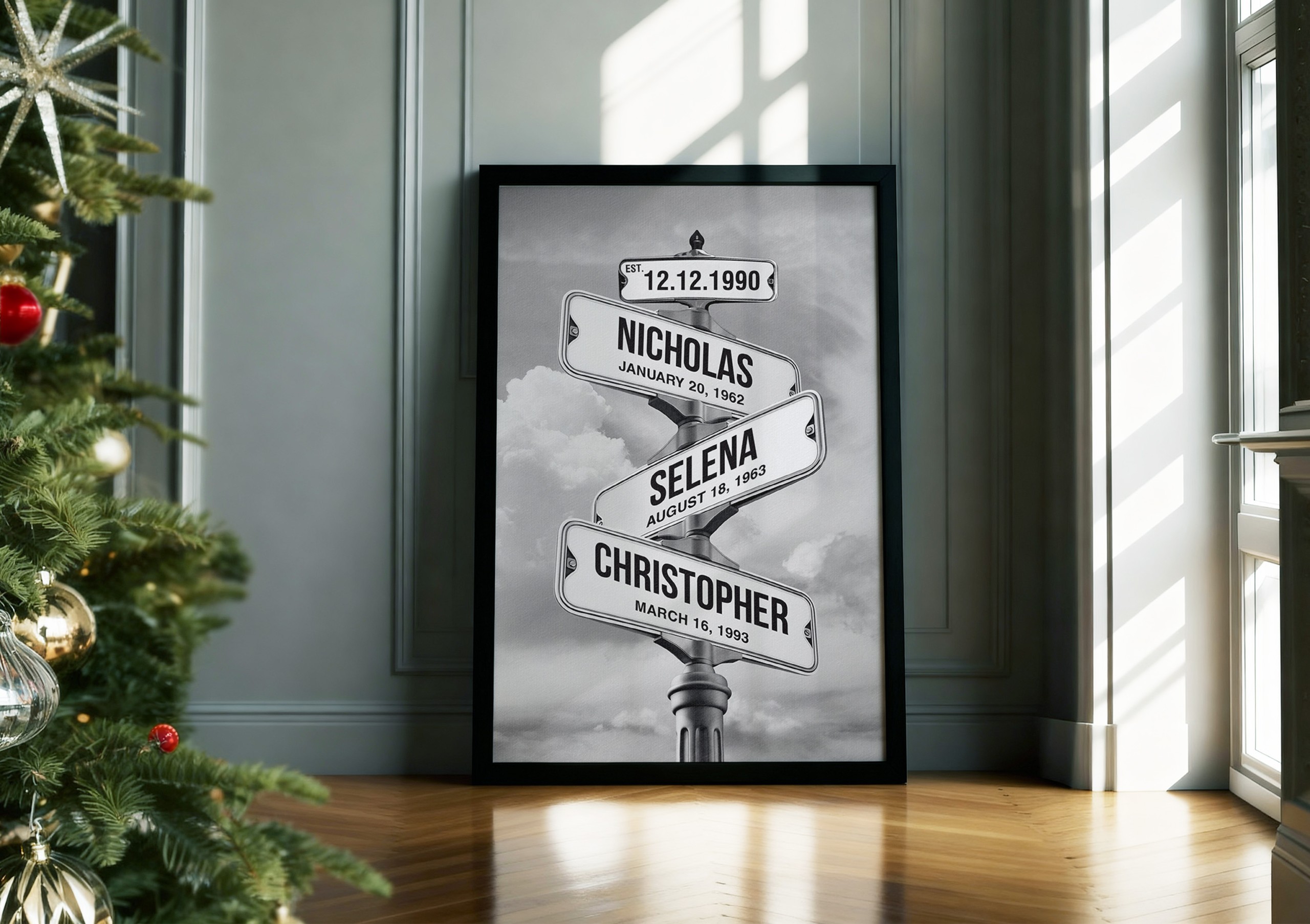 Family Street Sign Custom Multi-Name Canvas Print