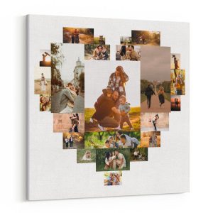 Heart-Shaped Collage Custom Canvas Print - Personlized Christmas Photo Gifts
