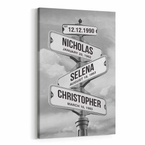 Family Street Sign Custom Multi-Name Canvas Print - Personalized Christmas Photo Gifts
