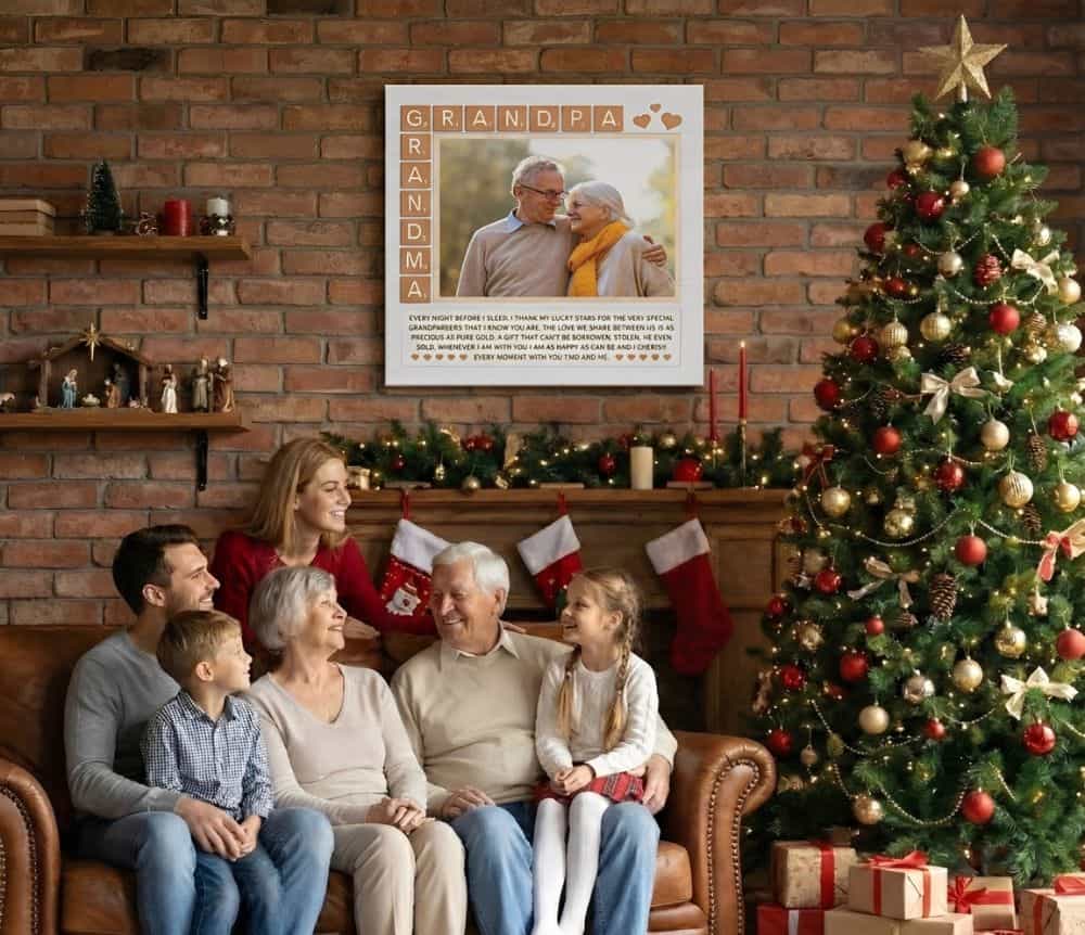 photo christmas gifts for grandparents - Grandpa And Grandma Scrabble Custom Canvas Print