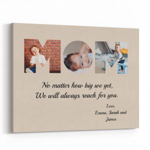 MOM Custom 3 Photos With Quote Canvas Print - Christmas Photo Gifts
