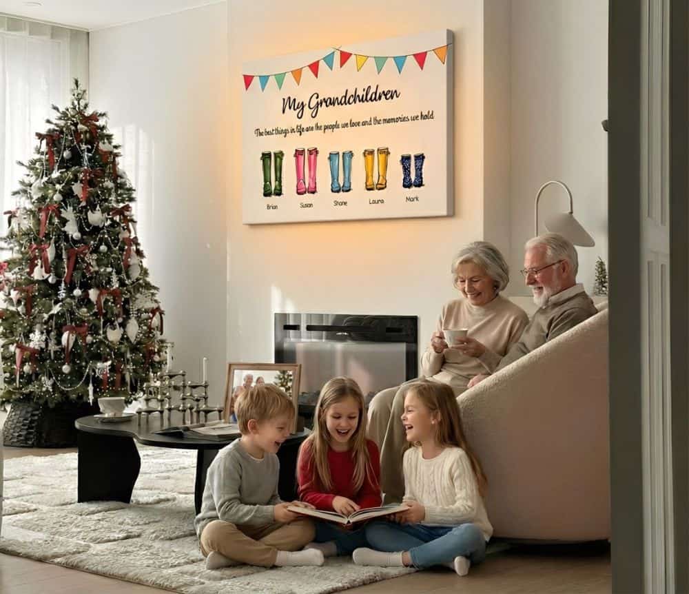 best photo gifts for grandparents - “My Grandchildren” Custom Family Welly Boot Canvas Print
