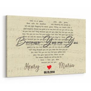 Custom Heart-Shaped Song Lyrics on Canvas - Personlized Christmas Photo Gifts
