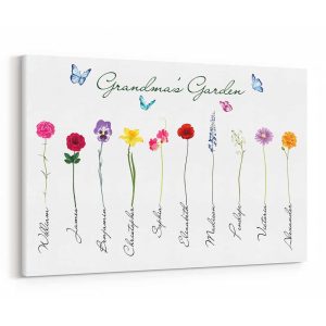 Grandma's Garden Canvas - Personalized Kids Birth Month Flowers and Names
