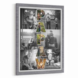 PAPAW Canvas Print with Custom Photos – A Heartfelt Gift for Grandpa - Personlized Christmas Photo Gifts
